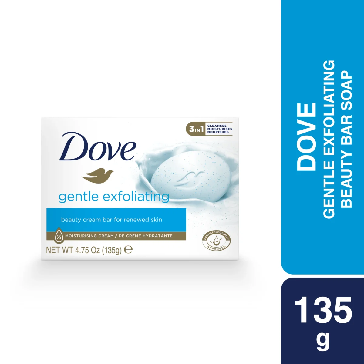 Dove Beauty Bar Soap Gentle Exfoliating 135g - Image 1