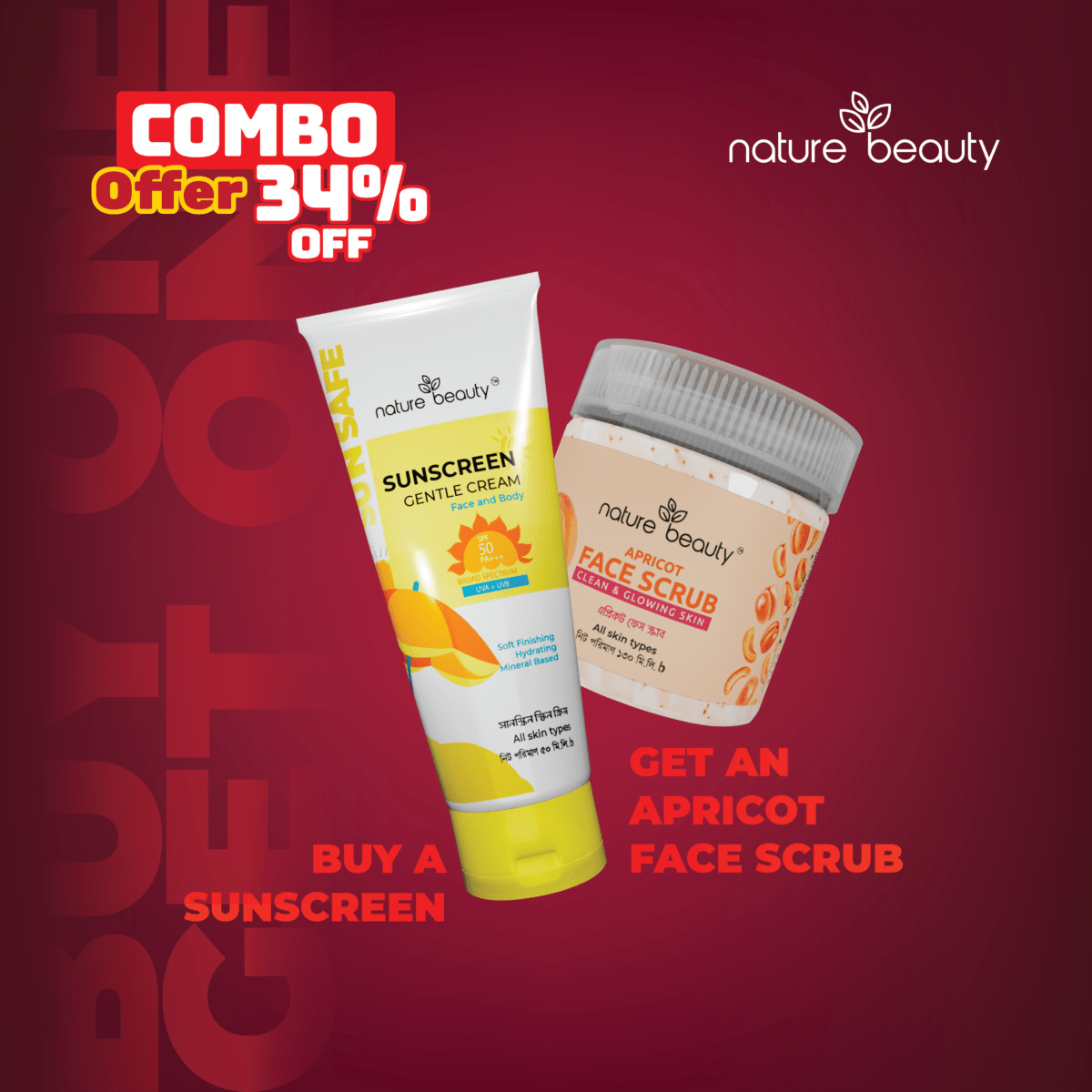 Nature Beauty Sunscreen And Apricot Face Scrub