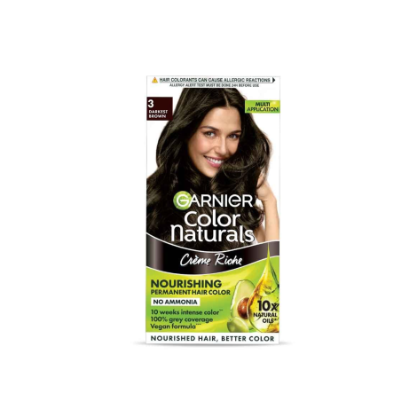 Garnier Color Naturals Creme Riche Nourishing Permanent Hair Color - 3 Darkest Brown 35ml+30g