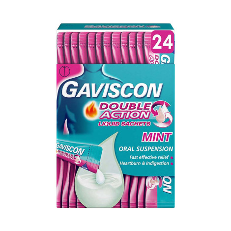 Gaviscon Double Action Liquid Sachets 24 X 10ml Mint Flavor