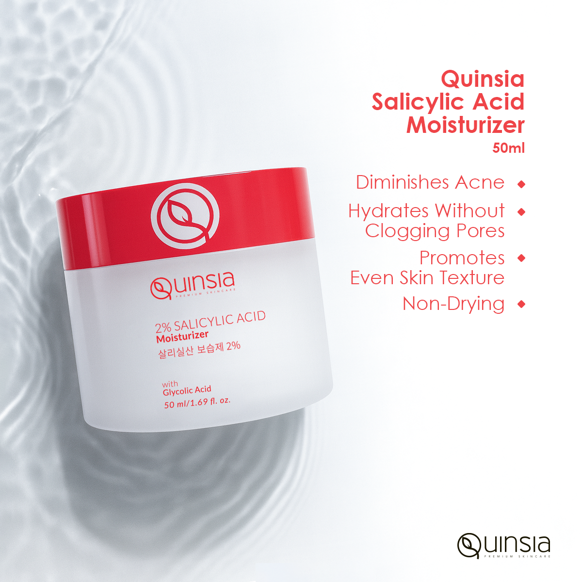 Salicylic-Acid-Cream Quinsia 2% Salicylic Acid Moisturizer – 50ml - Image 2