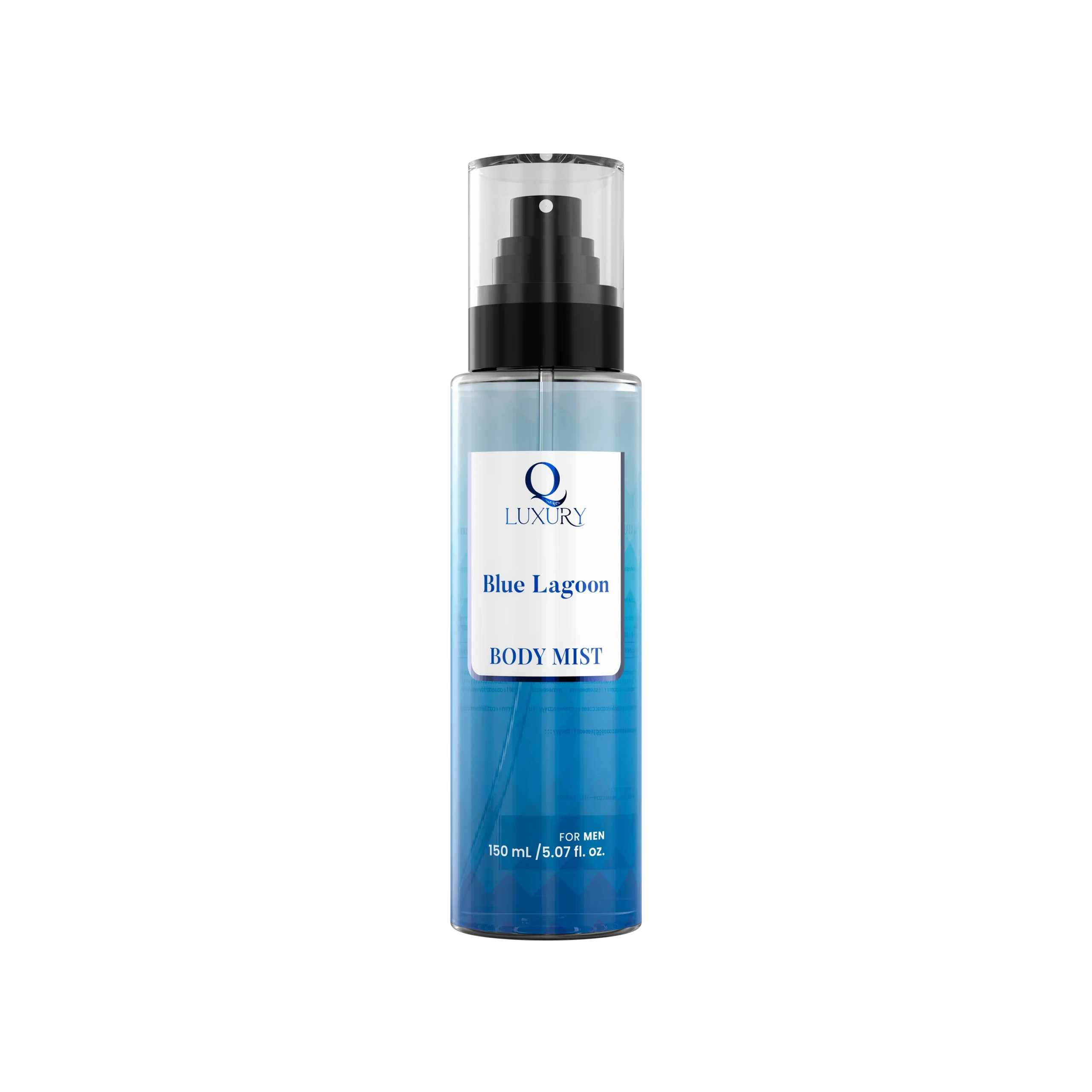 Blue-Lagoon-Front Qluxury Blue Lagoon Body Mist For Men – 150ml - Image 1